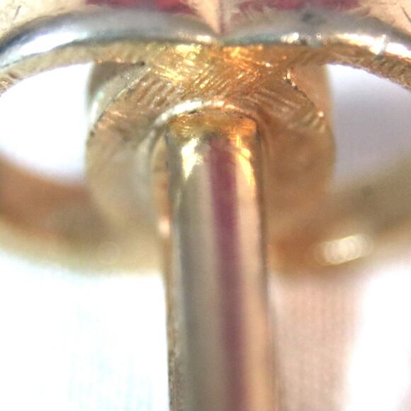 Vintage Cuff Links Gold Tone Interlapping Circles Central Pearly Bead - Picture 5 of 6